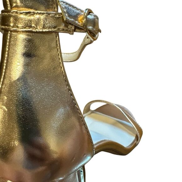 Revolve H by Halston Rose Gold and Silver Practical Block Heel Sandals NWOT - Picture 12 of 12